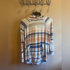 Soft, striped Lularoe hoodie. 2XL.  Tans and blues.  Very comfy.